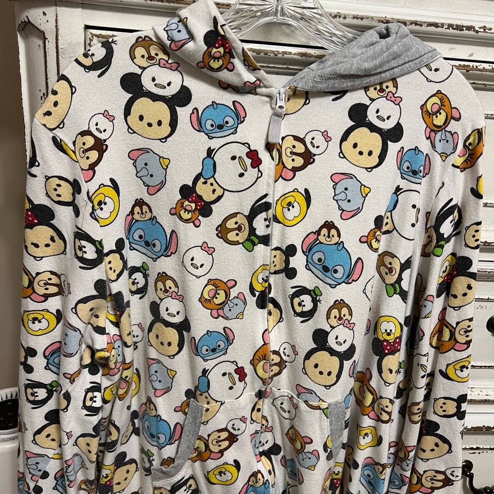 Disney Store Tsum Tsum Pajama Onesie Jumpsuit Romper Size XL Mickey Minnie Goofy